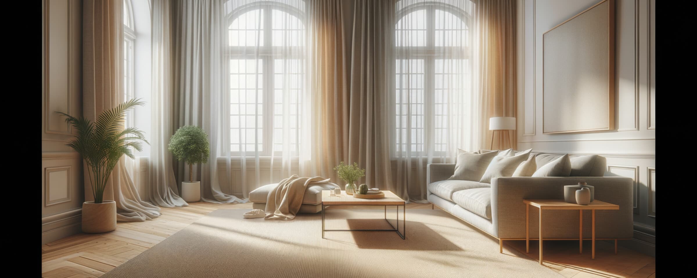 Vardagsrumsmatta i ljust skandinaviskt vardagsrum med soffa och soffbord