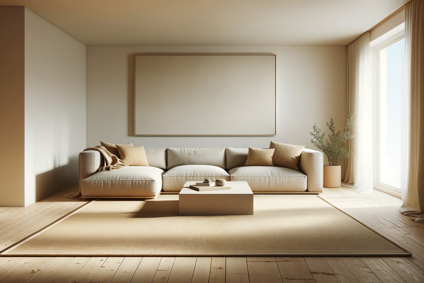 Rektangulär vardagsrumsmatta under L-soffa – bästa valet för de flesta rum